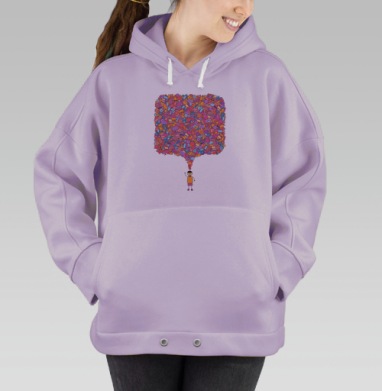 Цветная детская иллюстрация с потоками мысли, Hoodie Oversize Fiolet