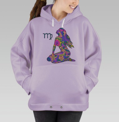 Цветной арт силуэт Девы для медитации и вдохновения, Hoodie Oversize Fiolet