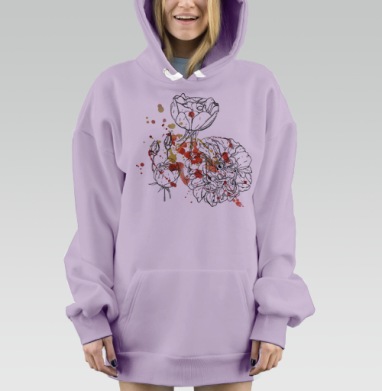 Цветочные брызги, Hoodie Mjhigh Dig Mel, Fiolet, утепленная