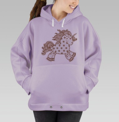 Цветочный единорог, Hoodie Oversize Fiolet