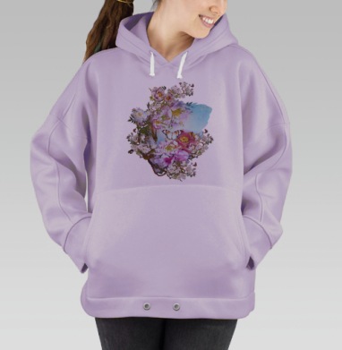 Цветущий сад., Hoodie Oversize Fiolet
