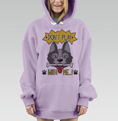 Дерзкий мультяшный принт с собакой и косточкой, Hoodie Mjhigh Dig Mel, Fiolet, утепленная