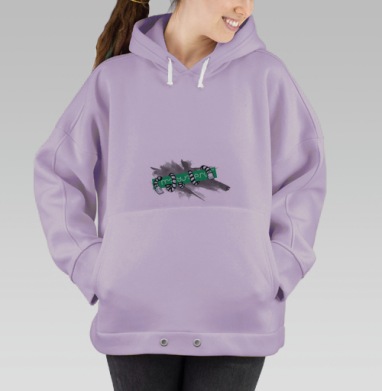 Дерзкий поп арт монстр захватывает mayja.ru зеркальная табличка, Hoodie Oversize Fiolet