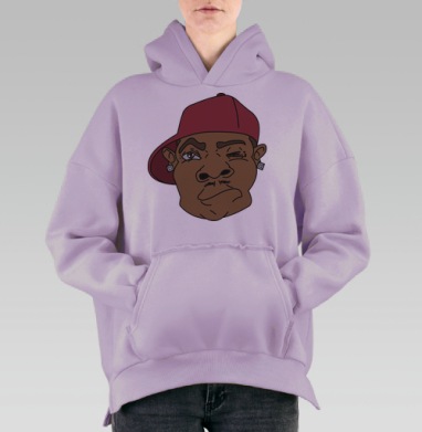 Дерзкий портрет с бордовой кепкой и подмигиванием, Hoodie Oversize Fiolet, утепленная