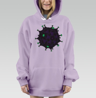 Детализированное вирусное биомеханическое изображение, Hoodie Mjhigh Dig Mel, Fiolet, утепленная