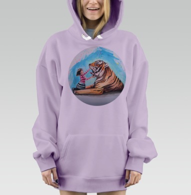 ДЕВОЧКА И ТИГР, Hoodie Mjhigh Dig Mel, Fiolet, утепленная