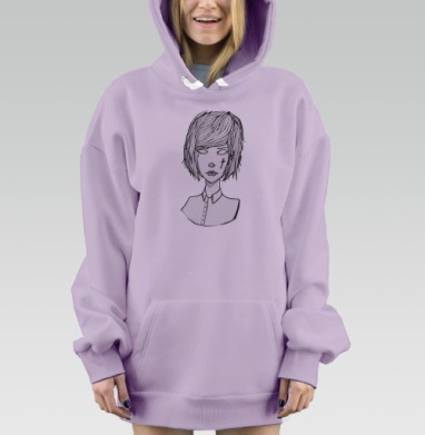 Девушка в рубашке, Hoodie Mjhigh Dig Mel, Fiolet, утепленная