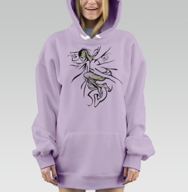 Динамичное падение эльфа сквозь острые линии, Hoodie Mjhigh Dig Mel, Fiolet, утепленная