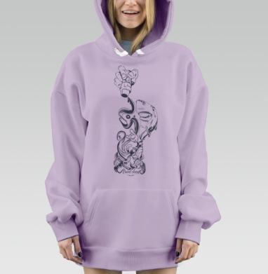 Динамичное уличное рисование содержит сюжеты граффити акула баллончик, Hoodie Mjhigh Dig Mel, Fiolet, утепленная