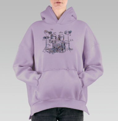 Drums / Барабаны, Hoodie Oversize Fiolet, утепленная