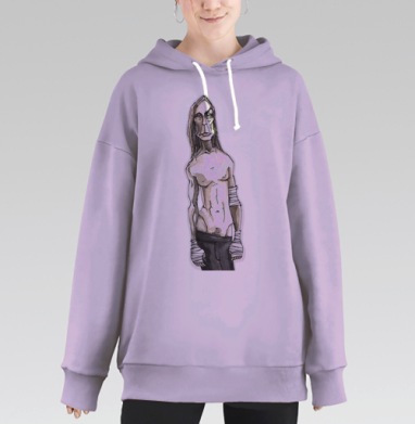 Эксклюзивный портрет рок-музыканта в акварели, Hoodie Long Oversize Fiolet