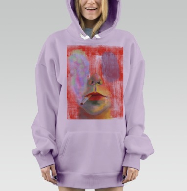 Экспрессионистский портрет с цветным дымом, Hoodie Mjhigh Dig Mel, Fiolet, утепленная