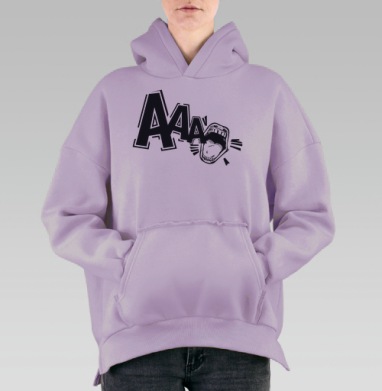 Экспрессивный крик с буквами и динамикой звука AAA, Hoodie Oversize Fiolet, утепленная