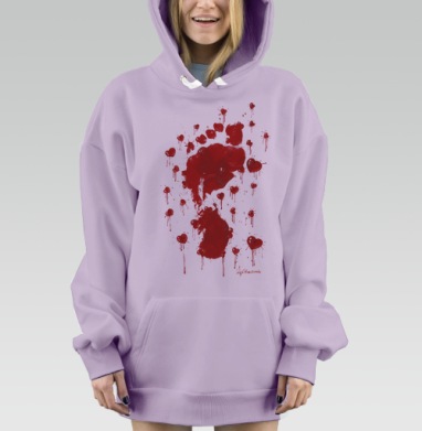 Экспрессивный отпечаток кровавой любви, Hoodie Mjhigh Dig Mel, Fiolet, утепленная