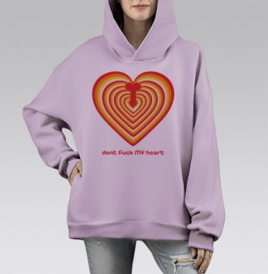 Эмоциональная боль и уязвимость сердце фаллос направлен, Hoodie Mono Fiolet, оверсайз, утепленная