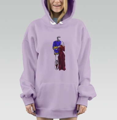 Эмоциональная иллюстрация танцующей пары, Hoodie Mjhigh Dig Mel, Fiolet, утепленная