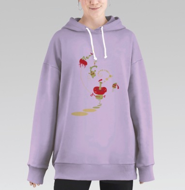 Фантазийное путешествие surrealism с птицей энергией монстром, Hoodie Long Oversize Fiolet