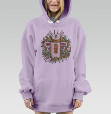 Фэнтезийная иллюстрация с загадочным существом, Hoodie Mjhigh Dig Mel, Fiolet, утепленная
