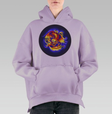 Fire-bird / Жар-птица, Hoodie Oversize Fiolet, утепленная