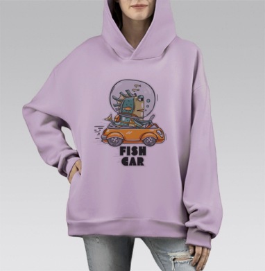Fishcar / Фишкар, Hoodie Mono Fiolet, оверсайз, утепленная