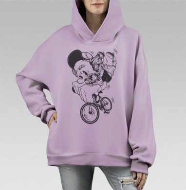 Fixed Gear / Фикс, Hoodie Mono Fiolet, оверсайз, утепленная