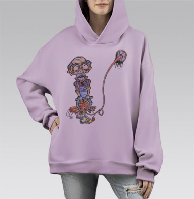 Физики шутят, Hoodie Mono Fiolet, оверсайз, утепленная