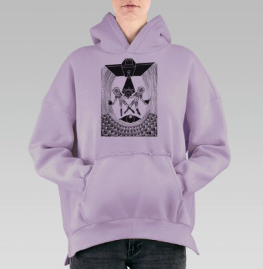 Floral astronauts / Цветочные астронавты, Hoodie Oversize Fiolet, утепленная