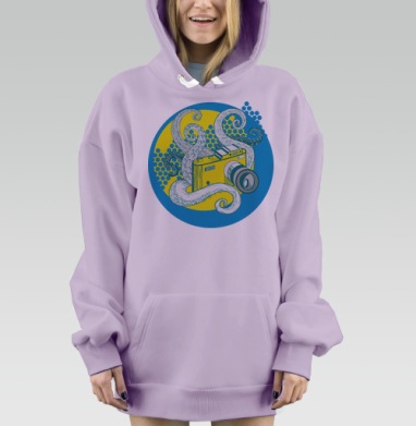 Фотоаппарат с осьминогом – креативный арт, Hoodie Mjhigh Dig Mel, Fiolet, утепленная