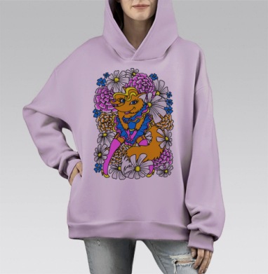 Fox / Фокс, Hoodie Mono Fiolet, оверсайз, утепленная