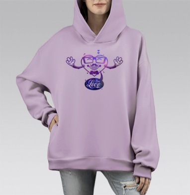 FreeLove / Свободная любовь, Hoodie Mono Fiolet, оверсайз, утепленная