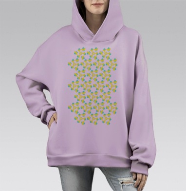 Футболка-самоделка, Hoodie Mono Fiolet, оверсайз, утепленная