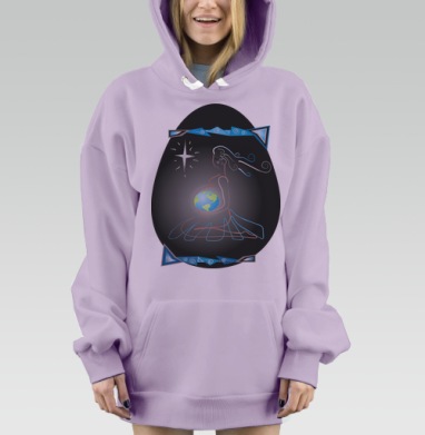 Женщина спасет мир, Hoodie Mjhigh Dig Mel, Fiolet, утепленная