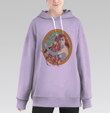 Женщина в зеркале с красными волосами, Hoodie Long Oversize Fiolet