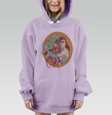 Женщина в зеркале с красными волосами, Hoodie Mjhigh Dig Mel, Fiolet, утепленная