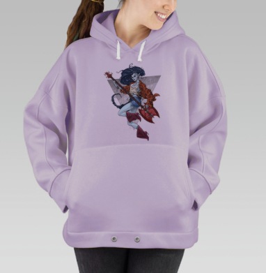 Женская готическая рок-фигура с гитарой, Hoodie Oversize Fiolet