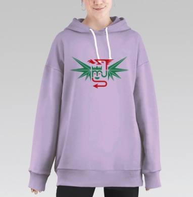 Геометрический дракон король демон мистическое триединство, Hoodie Long Oversize Fiolet