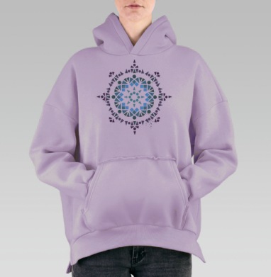 Геометрический орнамент, Hoodie Oversize Fiolet, утепленная