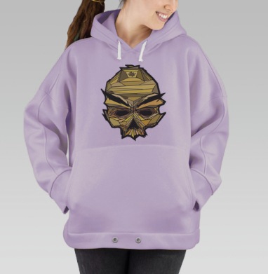 Геометрический золотой череп в стиле киберпанк, Hoodie Oversize Fiolet