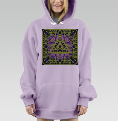 Геометрия цифровой сети в насыщенных цветах, Hoodie Mjhigh Dig Mel, Fiolet, утепленная