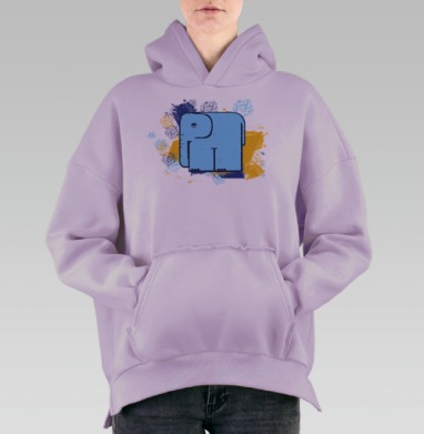 Голубой слон, Hoodie Oversize Fiolet, утепленная
