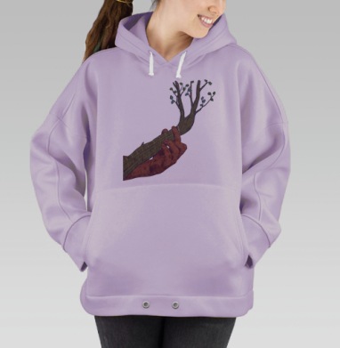 Гриф гитары в облике живой ветви дерева, Hoodie Oversize Fiolet
