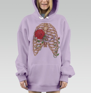 Грудная клетка с цветами — символ жизни и любви, Hoodie Mjhigh Dig Mel, Fiolet, утепленная