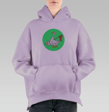 Гусь с сачком — забавный мультяшный персонаж, Hoodie Oversize Fiolet, утепленная