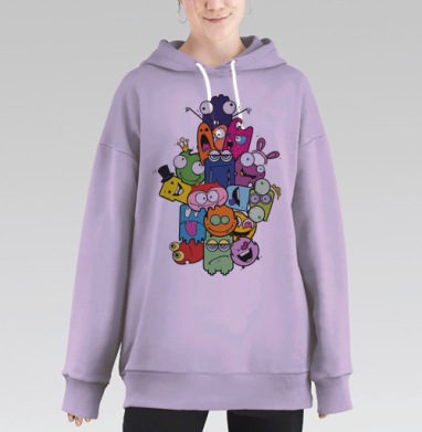 Hello / Привет, Hoodie Long Oversize Fiolet