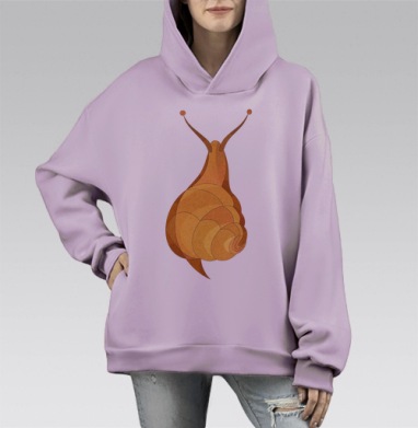 Иллюстрация улитки в лесной гармонии, Hoodie Mono Fiolet, оверсайз, утепленная