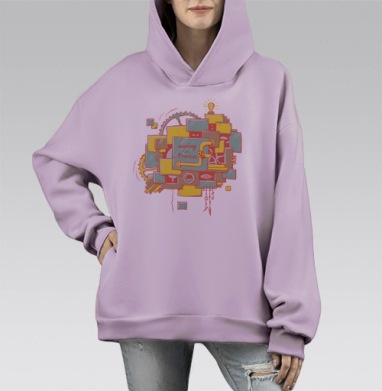 Интеллектуальный механизм творчества и мышления, Hoodie Mono Fiolet, оверсайз, утепленная