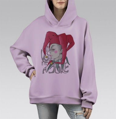 Joker / Джокер, Hoodie Mono Fiolet, оверсайз, утепленная