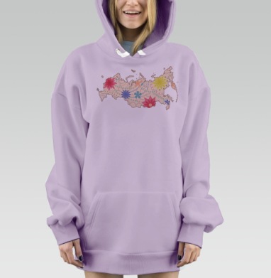 Карта России, Hoodie Mjhigh Dig Mel, Fiolet, утепленная