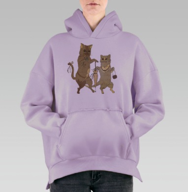 Katzen / Кошки, Hoodie Oversize Fiolet, утепленная