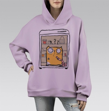 Kitty / Котик, Hoodie Mono Fiolet, оверсайз, утепленная